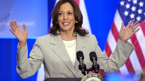 Vice President Kamala Harris speaks at an event May 1, 2024, in Jacksonville, Fla. She’s already broken barriers, and now Harris could soon become the first Black woman to head a major party's presidential ticket after President Joe Biden’s ended his reel