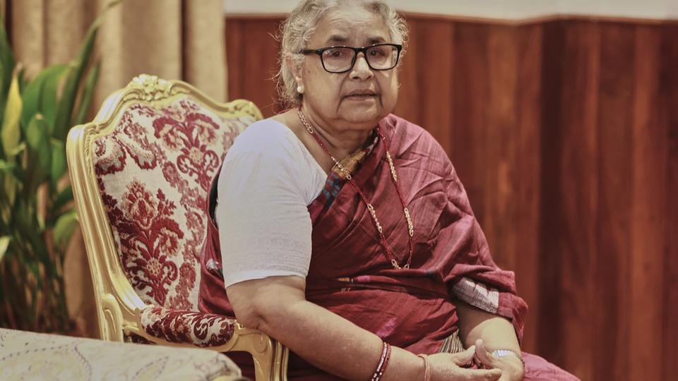 Former Supreme Court Chief Justice Sushila Karki attends her swearing-in ceremony as interim prime minister at the presidential residence in Kathmandu, Nepal, Friday, Sept. 12, 2025. (AP Photo/Sujan Gurung)