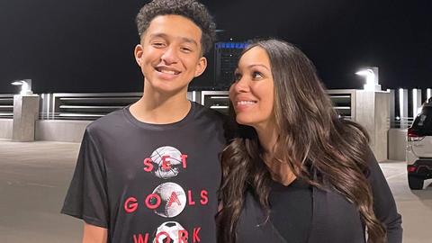 FILE - In this undated photo provided by Megan Garcia of Florida in Oct. 2024, she stands with her son, Sewell Setzer III. (Courtesy Megan Garcia via AP, File)