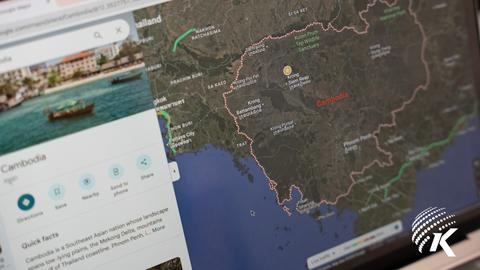 A digital map of Cambodia on Google Maps, September 12, 2025. Kiripost/ Vann Chan Thada