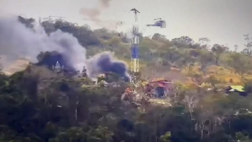 The crane bunker at Preah Vihear Temple, part of the conservation facilities through the Cambodia-India joint conservation project, along with other temple structures were shelled by the Thai military on December 8,  Kiripost/Supplied.