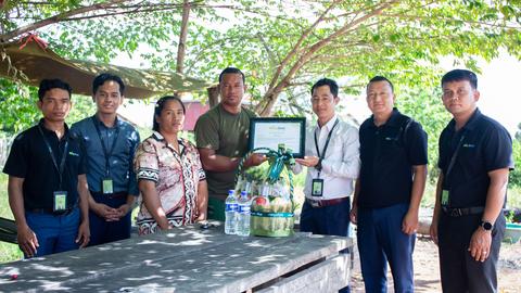Wing Bank handed over loan write-off certificates totaling nearly USD 50,000 to three families of injured soldiers in Oddar Meanchey. Kiripost/Supplied