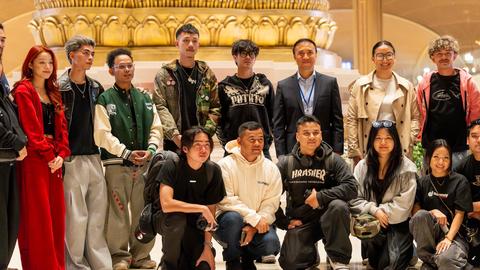 Thierry Tea of OCIC, Baramey’s Laura Mam, and Khmer artists at Techo International Airport.