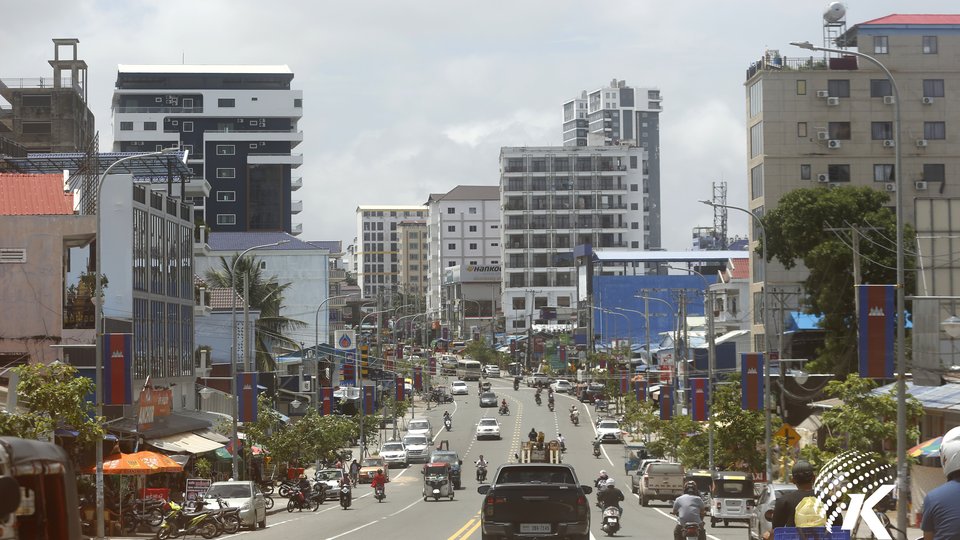 Vehicles travel along a street in Sihanoukville, Cambodia. Kiripost/Siv Channa