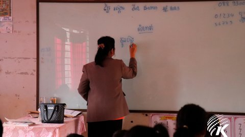 A grade 3 teacher at Hun Sen Sen Monorom Primary School at Mondulkiri province. Kiripost/Meas Molika
