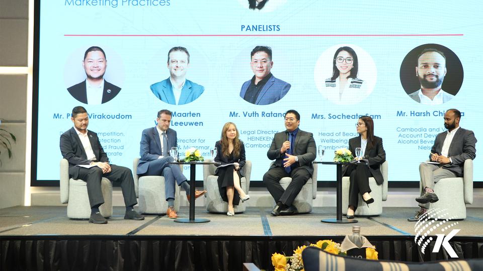 A panel discussion on building consumer trust through responsible marketing practices at the Responsible Marketing Practices: Levelling the Playing Field in Sales and Advertising forum on August 25, at Novotel. Kiripost via EuroCham Cambodia
