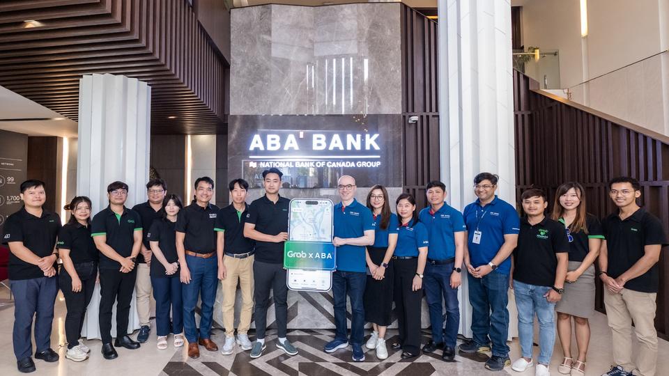 Milestone marked on Aug 27, 2025, at ABA Bank HQ with ABA’s Zokhir Rasulov and Grab Cambodia’s Kang Sovannarot.