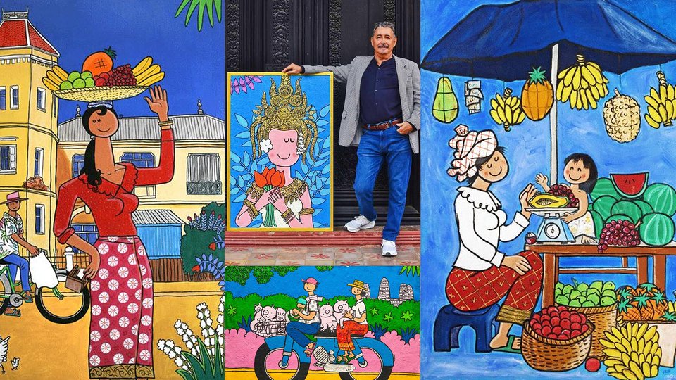 カンボジア Stéphane Delaprée 絵画 アンコールワット